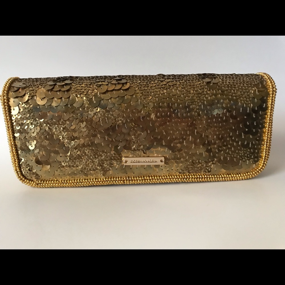 BCBGMAXAZRIA Golden Sequined Clutch/ offer welcome
